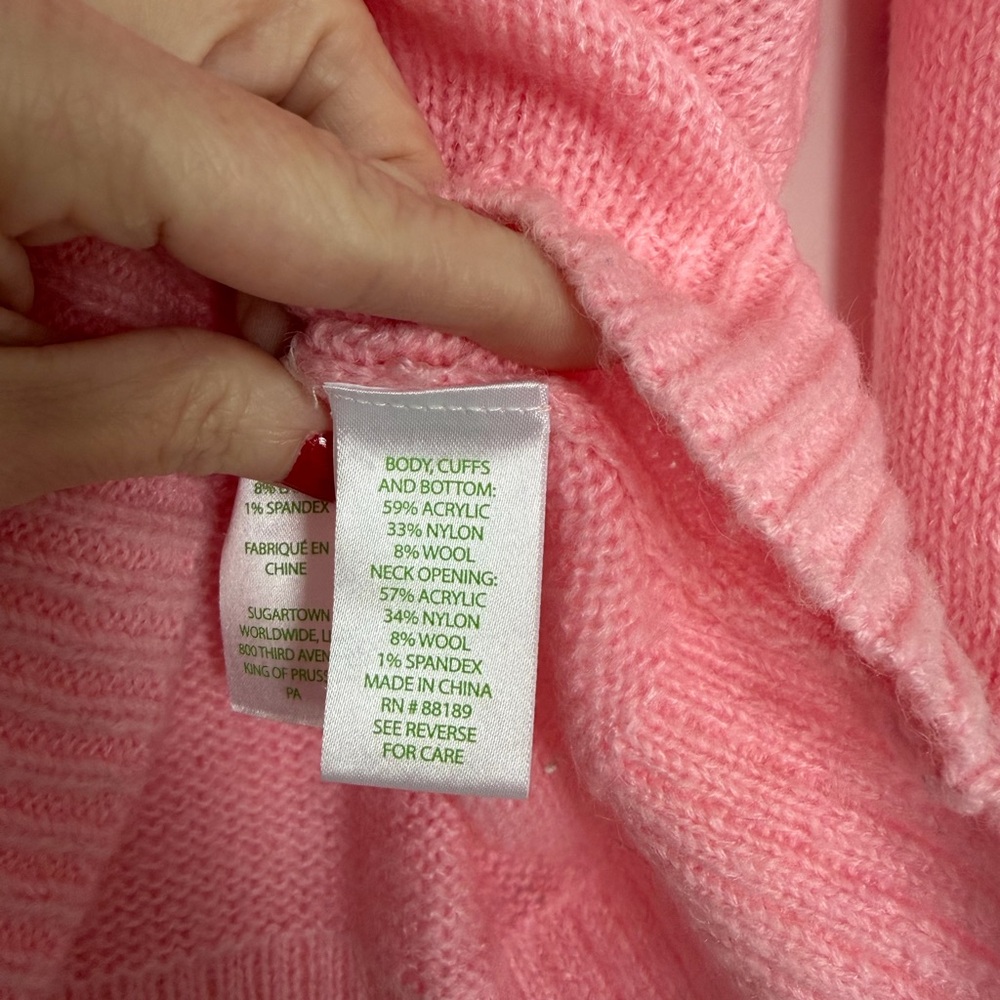 Lilly Pulitzer Venla sweater size L calla pink with hearts - Picture 5 of 6